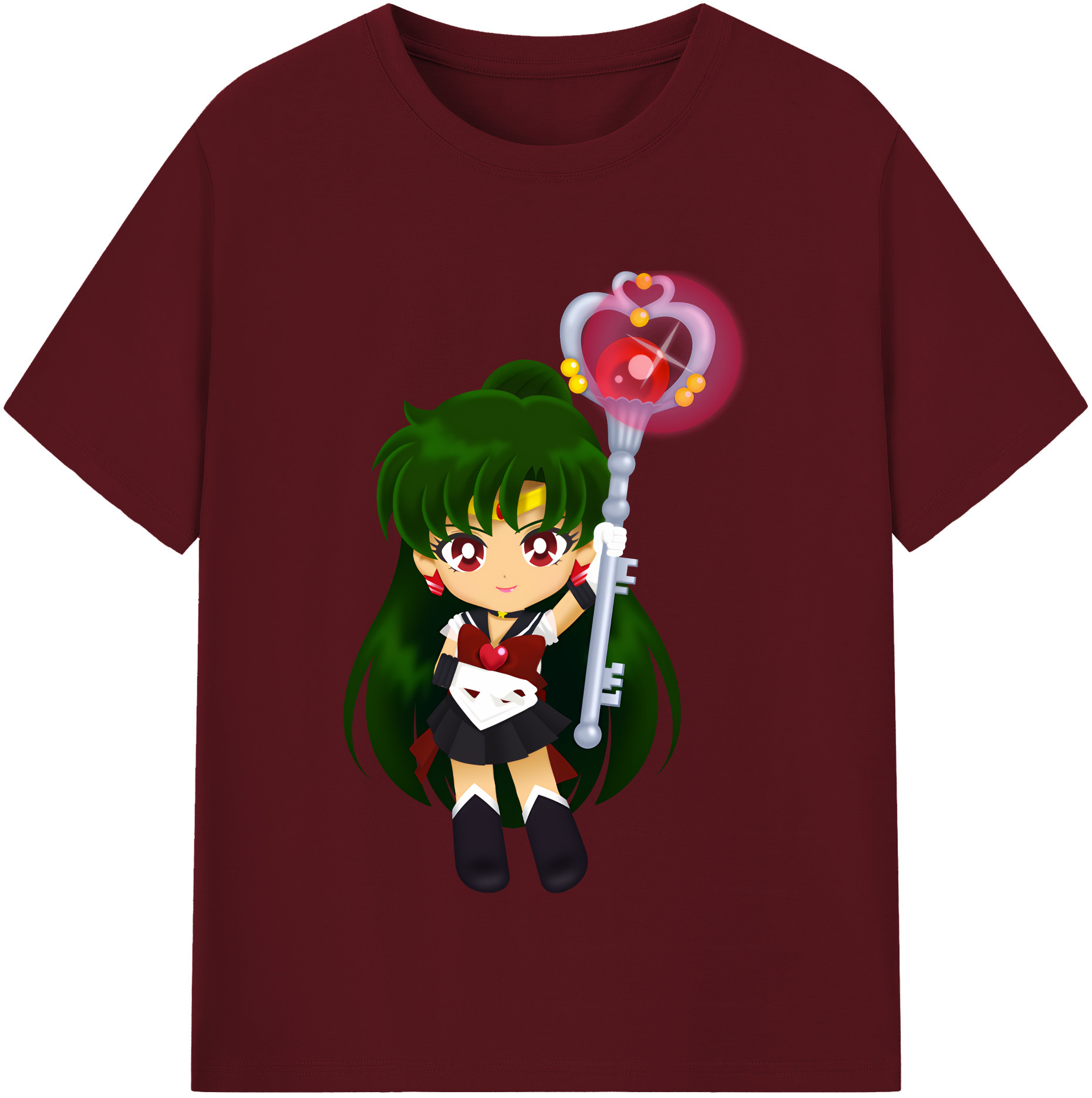 （画像用） 美少女戦士セーラームーン 冥王せつな Sailor Moon Meiou Setsuna 綿100％半袖Tシャツ（フロントプリント）